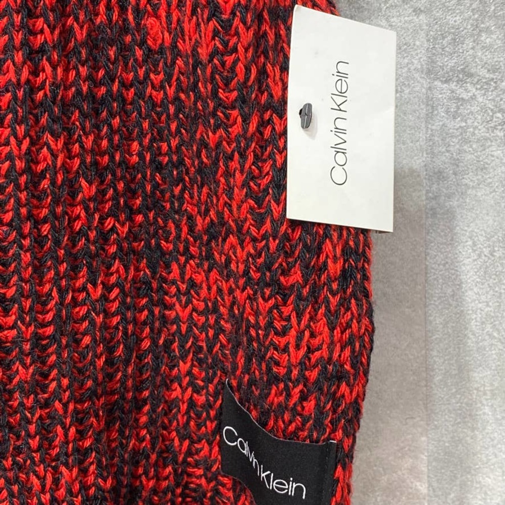 Calvin Klein Women's Red/Black Chunky Marled Knit Fringe-Trim Scarf SZ OS - Picture 5 of 5